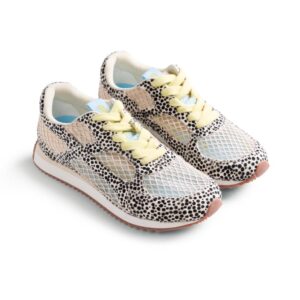 Zapatillas de mujer en piel y rejilla estampado animal